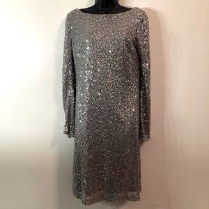 Ralph Lauren 3/4 sleeve silver sequins dress